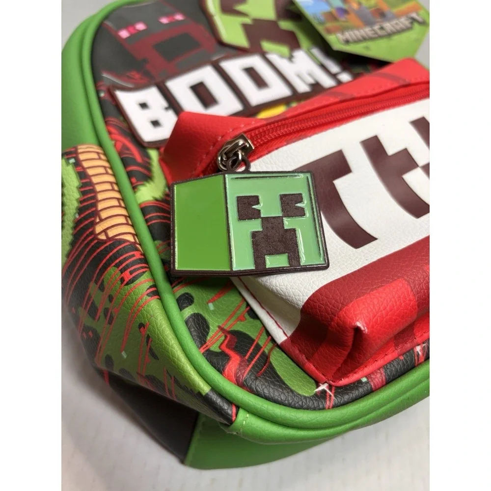 Minecraft Creeper TNT BOOM Mini‎ Backpack Faux Leather Gaming Bag Green NEW!